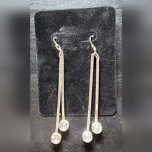 Silver Crystal Dangle Earrings